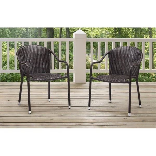 Palm Harbor Outdoor Wicker Stackable Chairs, Brown - Set of 2, Veranda, Mfr#: VE96727
